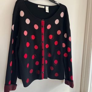 Orvis XL Navy Blue Polka Dot Cardigan